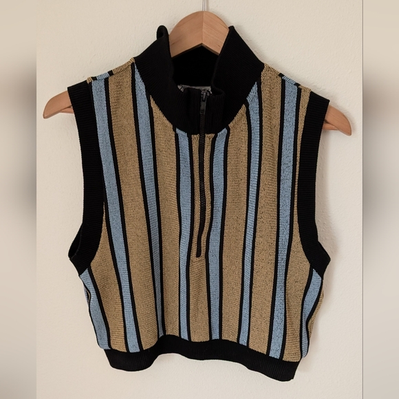 Zara Women's Retro Striped Sweater Vest, Sz M - Picture 1 of 4